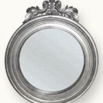 Espejo circulo copete plata.