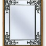 Espejo marco 4 esquinas negro y oro.