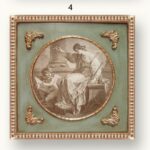 Marco cuadrado circulo interior oro y azul 'La Giusticia'