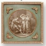 Marco cuadrado circulo interior oro y azul 'Le Rencontre'