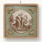 Marco cuadrado circulo interior oro y azul 'L´astuce'