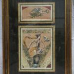 Cuadro moldura artesanal, mujer con paloma.