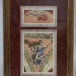 Cuadro moldura artesanal, mujer con niños.