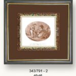 Cuadro moldura artesanal, niños con gato.