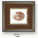 Cuadro moldura artesanal, niños pescando.