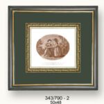 Cuadro moldura artesanal, niños con cartas.