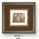 Cuadro moldura artesanal, niños entrando al colegio.