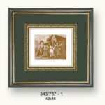 Cuadro moldura artesanal, niños jugando a la rueda