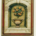 Cuadro moldura artesanal, jarrón Limones.