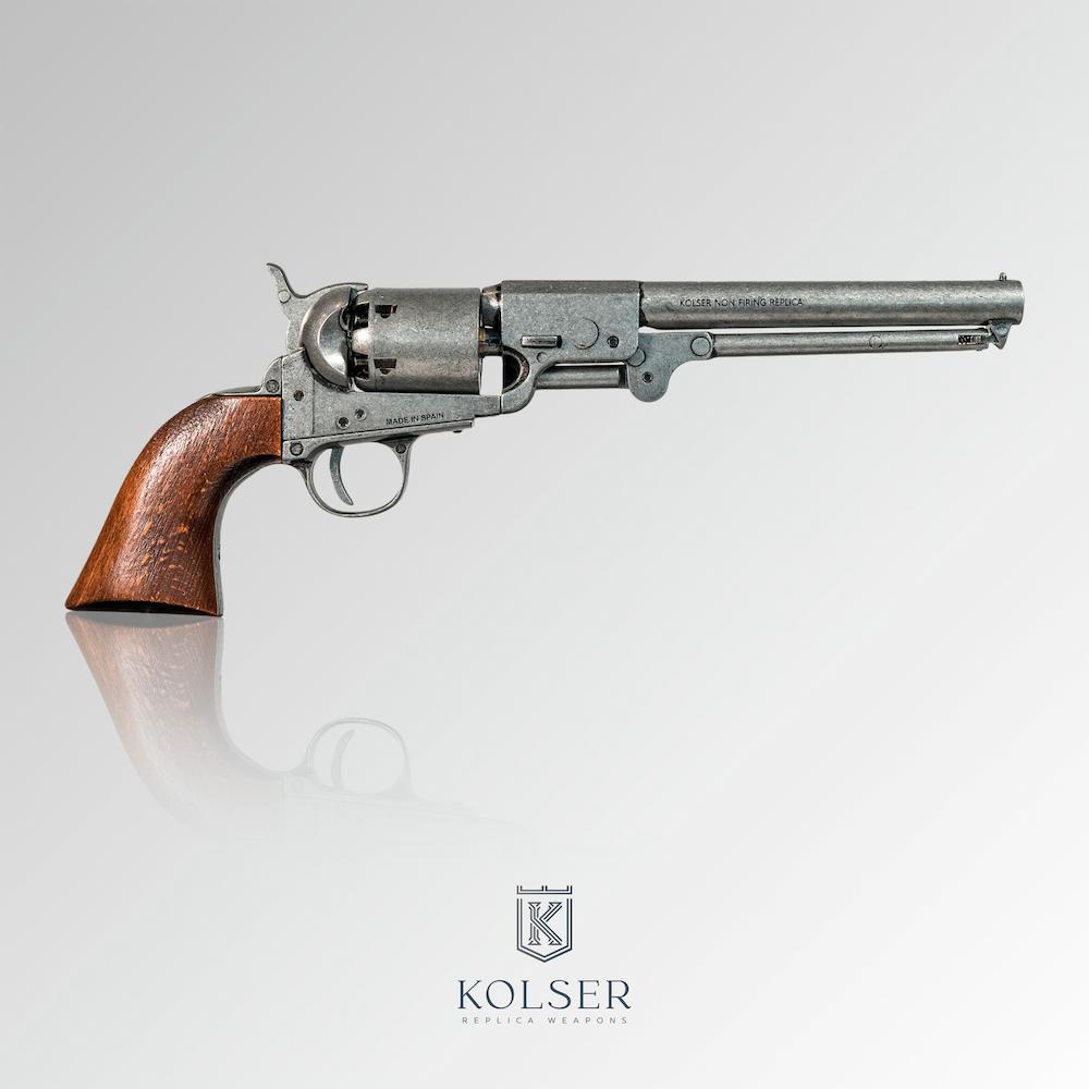 Replica-revolver-Colt-Navy-Confederado-Kolser-metal-envejecido-perfil-derecho RÉPLICA COLT NAVY PERCUSSION.1862-64.CONFEDERATE. GRIS ENVEJECIDO. - Imagen 1